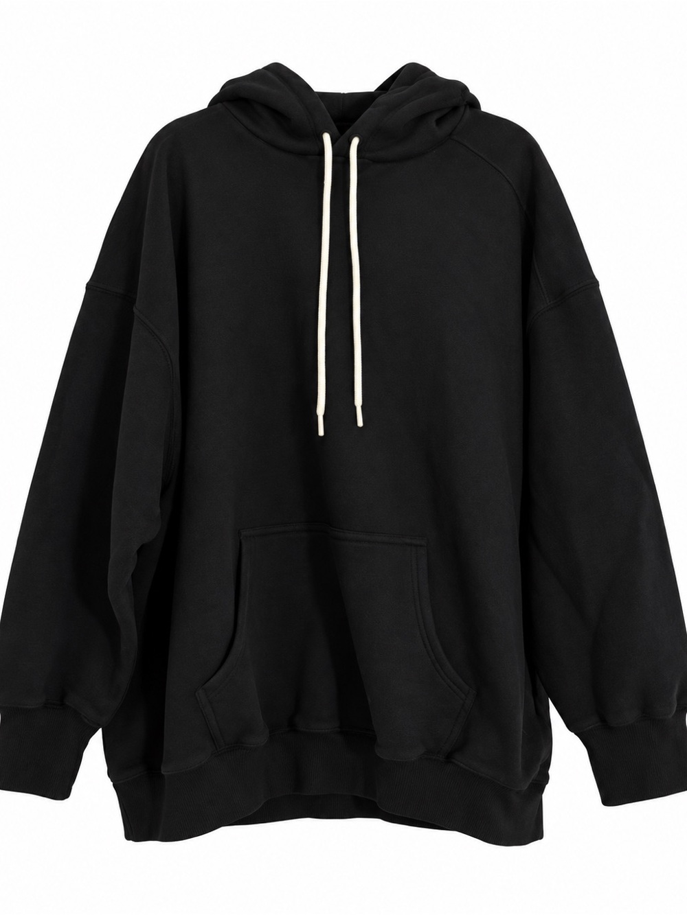 aerie Black Oversized Hoodie with Cream Drawstrings